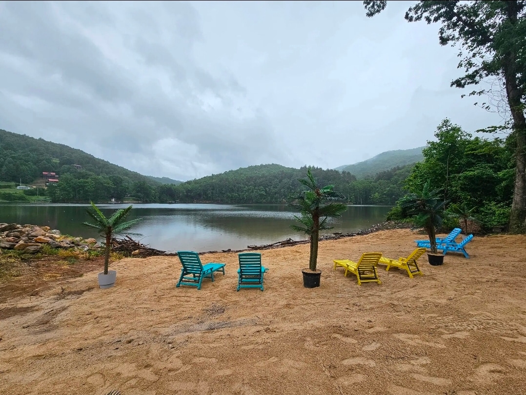 The private white-sand beach ceremony site